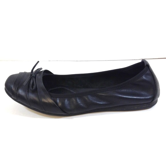 Born Flats Wn 9M Black Leather Ballet Casual Slip On Shoes Flats Bow Comfy - Picture 6 of 13